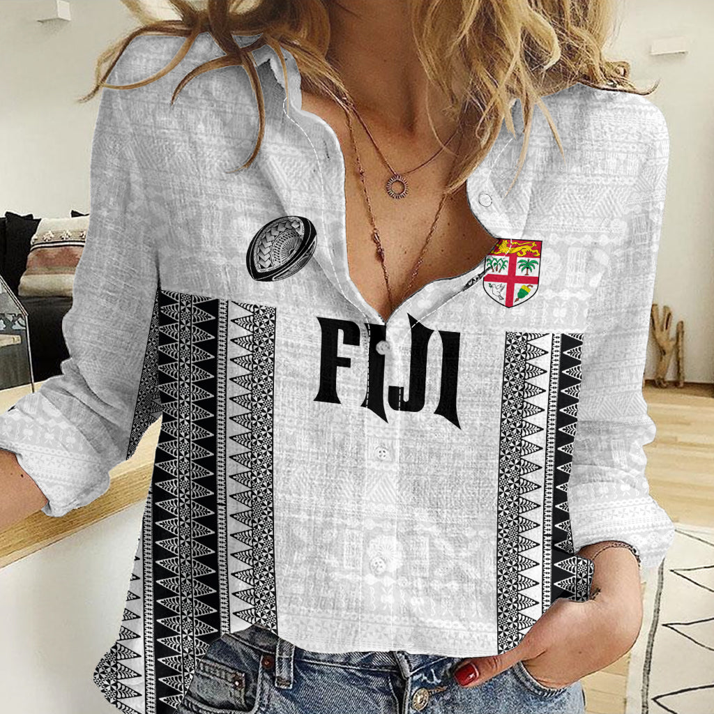 Fiji Rugby Warriors Women Casual Shirt Masi Tribal Pattern Go Champion 2024