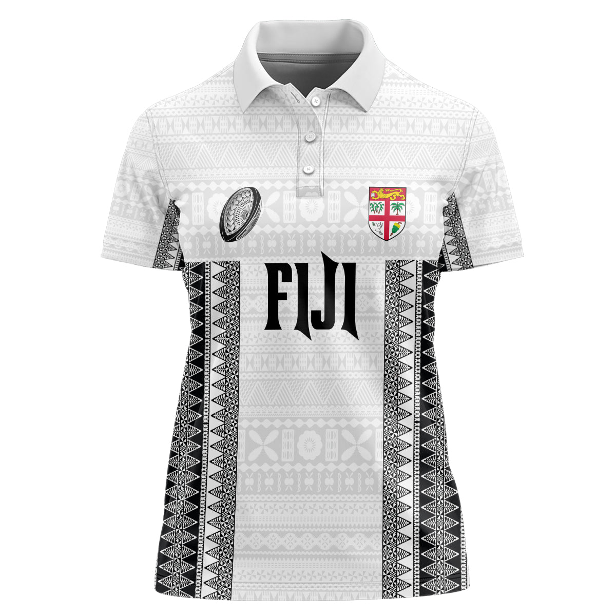 Fiji Rugby Warriors Women Polo Shirt Masi Tribal Pattern Go Champion 2024