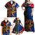 Hawaii and Samoa Together Family Matching Off Shoulder Maxi Dress and Hawaiian Shirt Samoan Warrior and Beauty Hula Girl