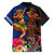 Hawaii and Samoa Together Family Matching Off Shoulder Short Dress and Hawaiian Shirt Samoan Warrior and Beauty Hula Girl