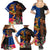 Hawaii and Samoa Together Family Matching Summer Maxi Dress and Hawaiian Shirt Samoan Warrior and Beauty Hula Girl