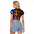 Hawaii and Samoa Together Raglan Cropped T Shirt Samoan Warrior and Beauty Hula Girl