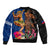 Hawaii and Samoa Together Sleeve Zip Bomber Jacket Samoan Warrior and Beauty Hula Girl