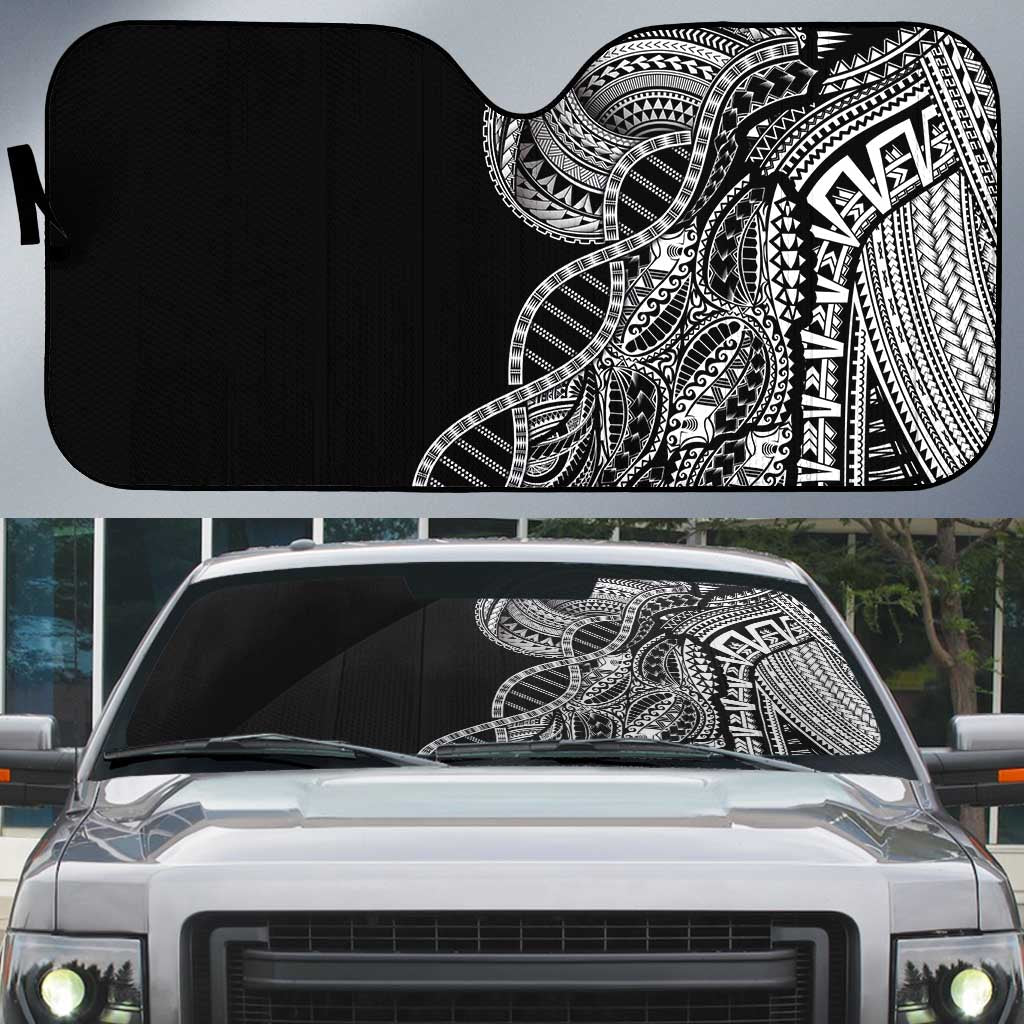 Samoan DNA Art Tattoo Auto Sun Shade Polynesian Pattern Black Color LT03 Black - Polynesian Pride