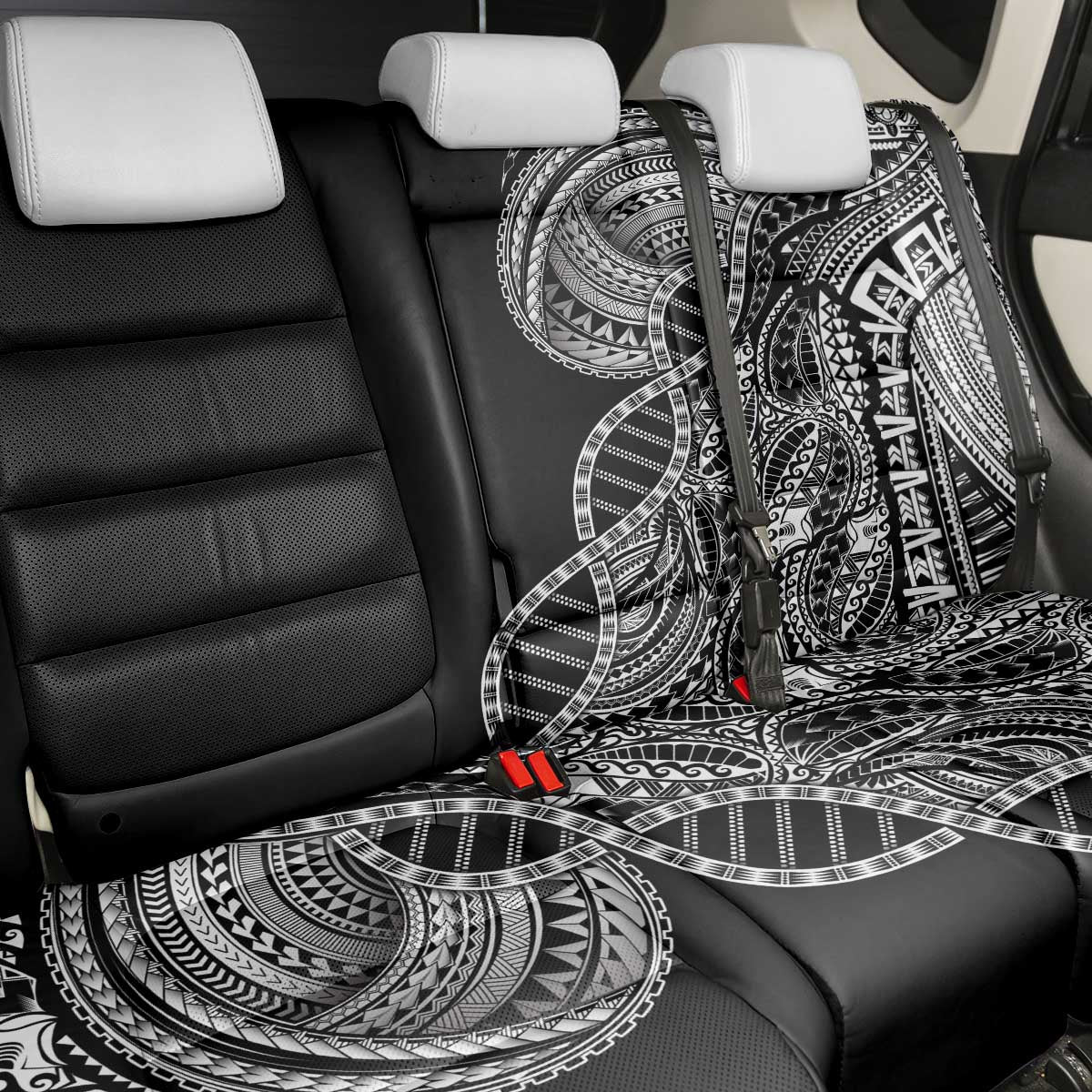 Samoan DNA Art Tattoo Back Car Seat Cover Polynesian Pattern Black Color LT03 - Polynesian Pride