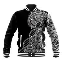 Samoan DNA Art Tattoo Baseball Jacket Polynesian Pattern Black Color LT03 Unisex Black - Polynesian Pride