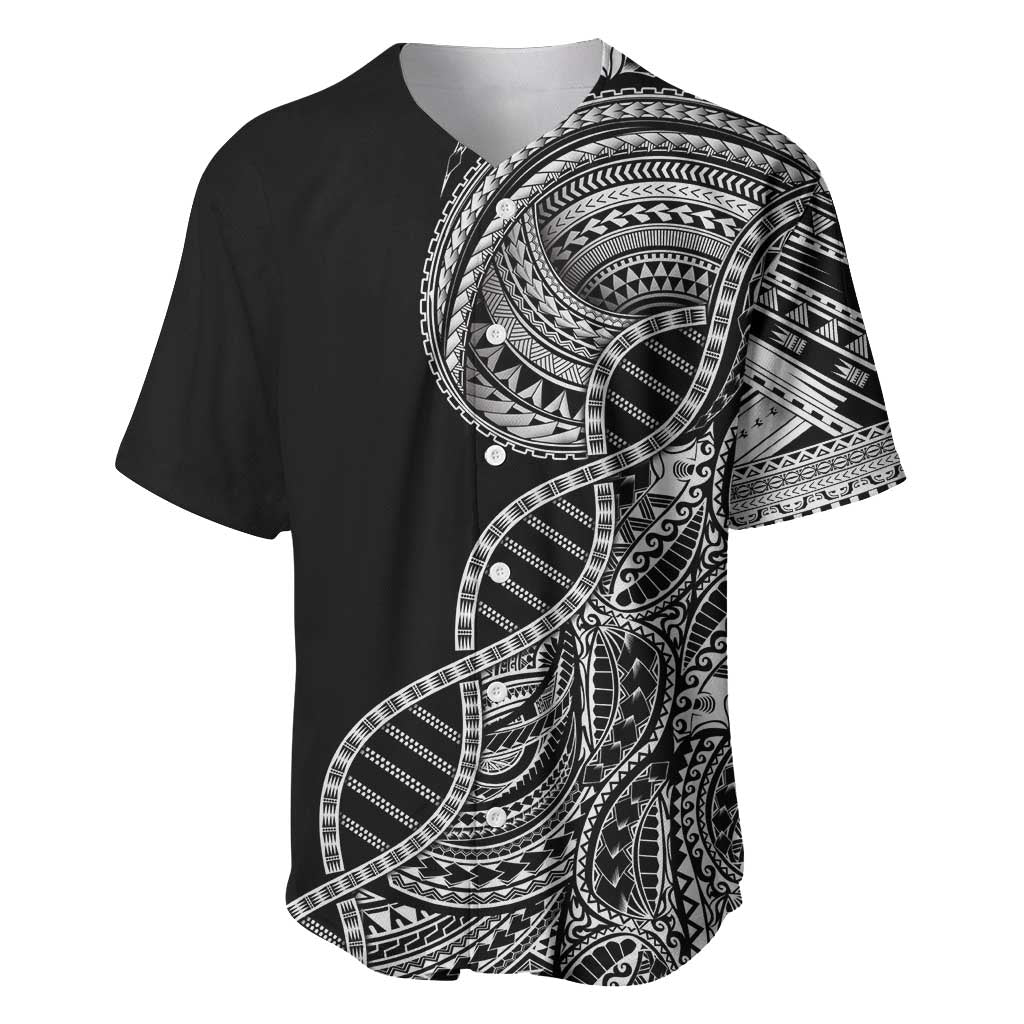 Samoan DNA Art Tattoo Baseball Jersey Polynesian Pattern Black Color LT03 Black - Polynesian Pride