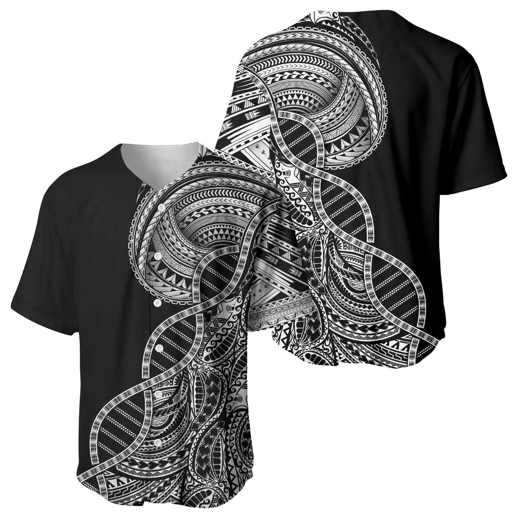 Samoan DNA Art Tattoo Baseball Jersey Polynesian Pattern Black Color LT03 - Polynesian Pride