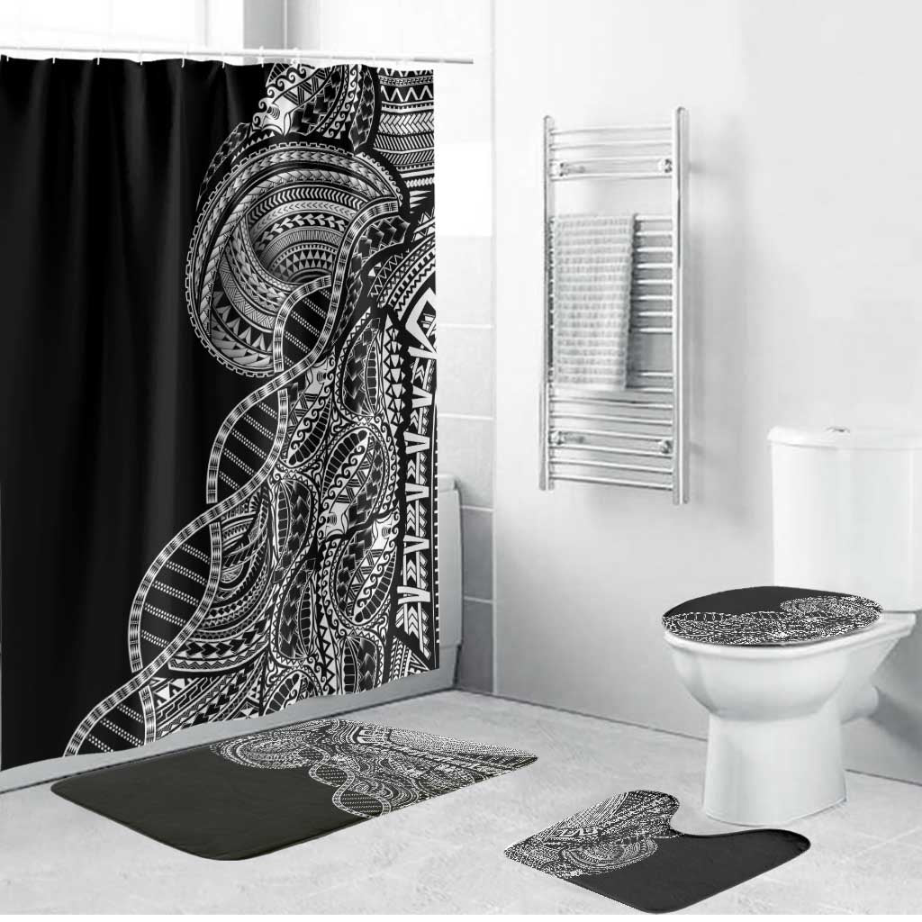 Samoan DNA Art Tattoo Bathroom Set Polynesian Pattern Black Color LT03 Bathroom Set (4 pcs) Black - Polynesian Pride