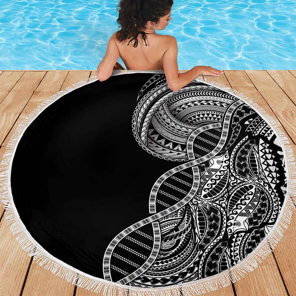 Samoan DNA Art Tattoo Beach Blanket Polynesian Pattern Black Color LT03 - Polynesian Pride