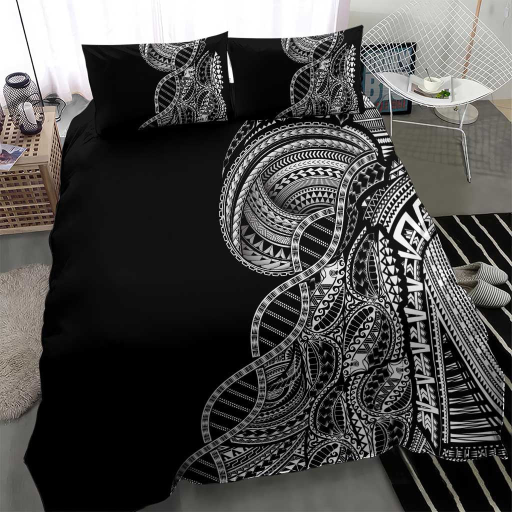 Samoan DNA Art Tattoo Bedding Set Polynesian Pattern Black Color LT03 - Polynesian Pride