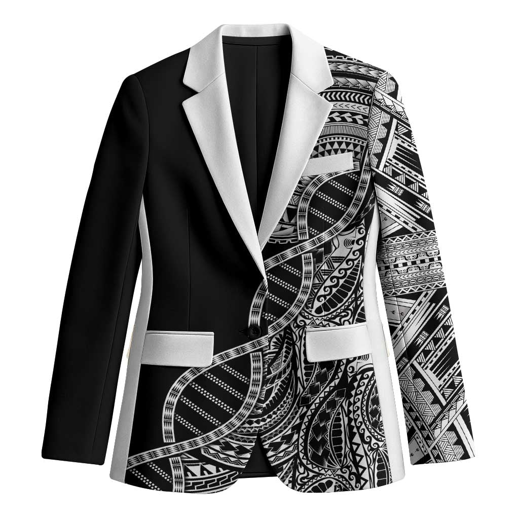 Samoan DNA Art Tattoo Blazer Polynesian Pattern Black Color LT03 Unisex Black - Polynesian Pride