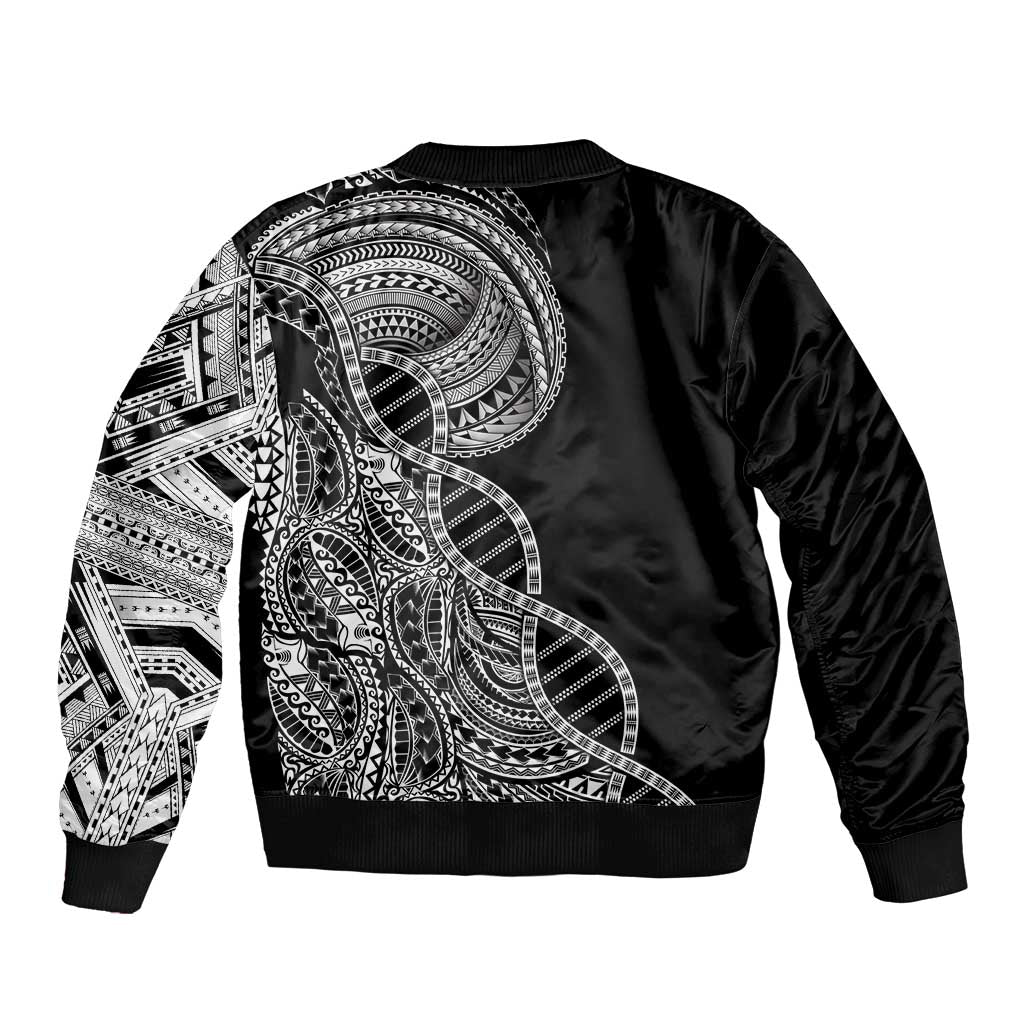 Samoan DNA Art Tattoo Bomber Jacket Polynesian Pattern Black Color LT03 - Polynesian Pride
