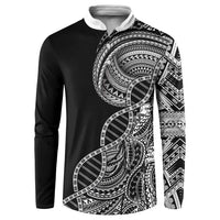 Samoan DNA Art Tattoo Button Sweatshirt Polynesian Pattern Black Color LT03 Black - Polynesian Pride