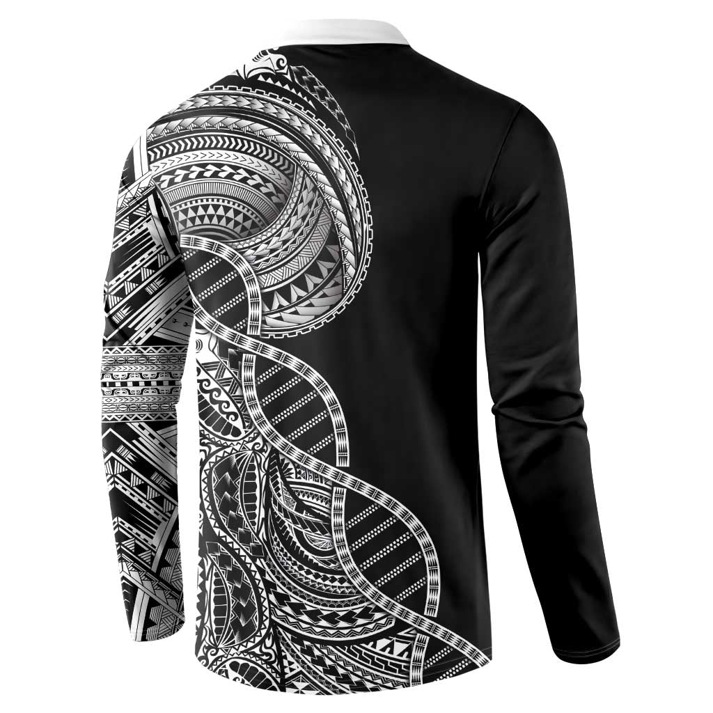 Samoan DNA Art Tattoo Button Sweatshirt Polynesian Pattern Black Color LT03 - Polynesian Pride