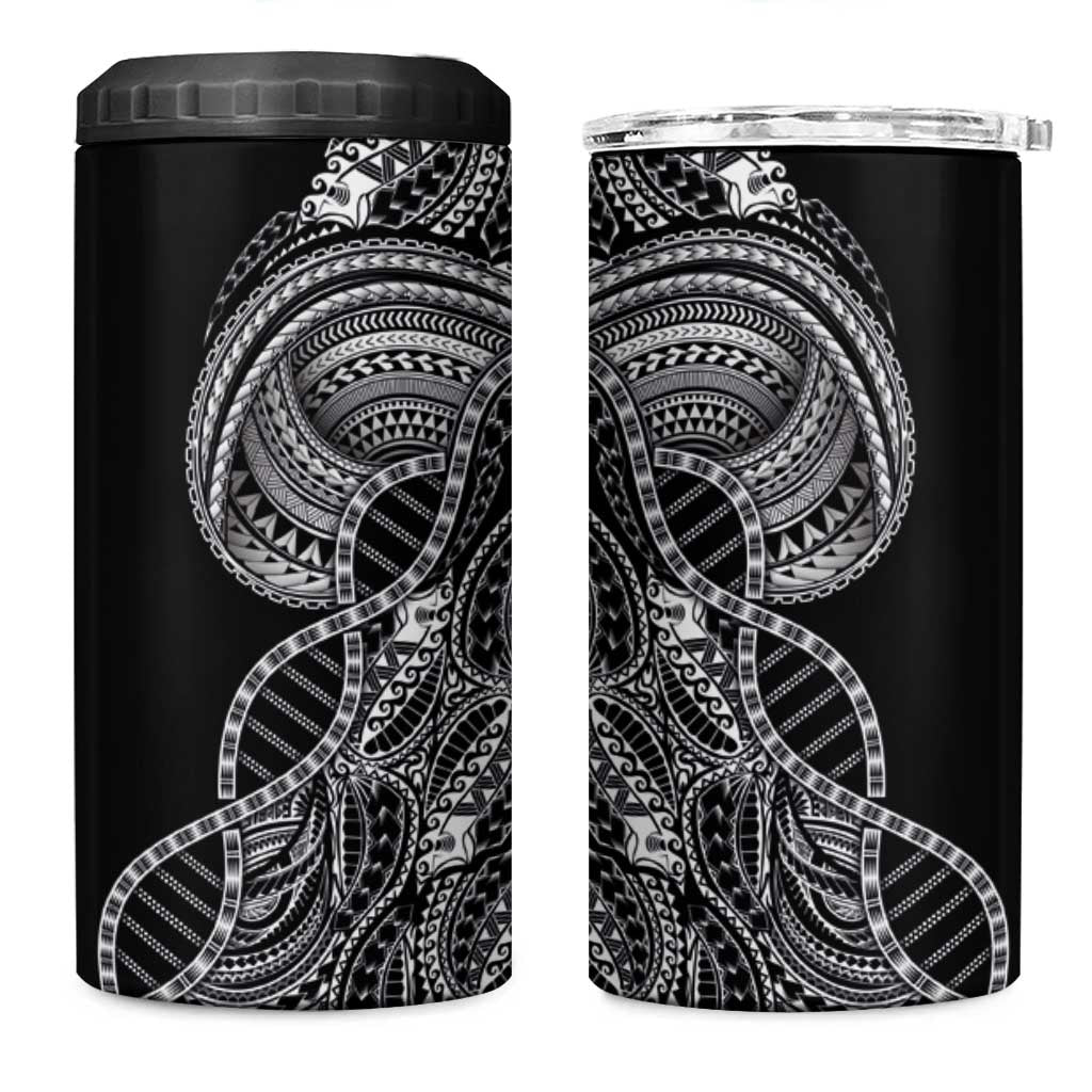 Samoan DNA Art Tattoo 4 in 1 Can Cooler Tumbler Polynesian Pattern Black Color LT03 One Size: 16 oz Black - Polynesian Pride