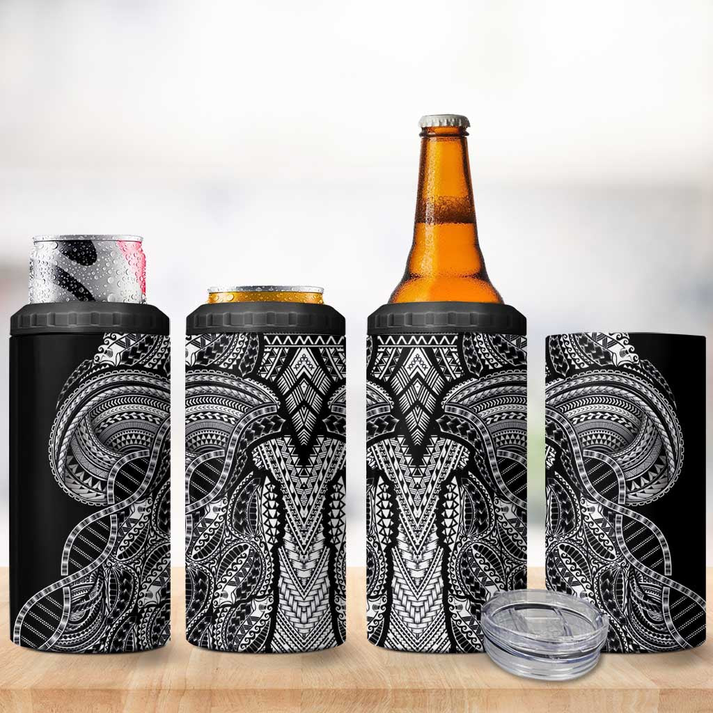 Samoan DNA Art Tattoo 4 in 1 Can Cooler Tumbler Polynesian Pattern Black Color LT03 - Polynesian Pride