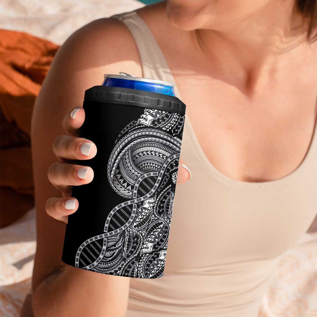 Samoan DNA Art Tattoo 4 in 1 Can Cooler Tumbler Polynesian Pattern Black Color LT03 - Polynesian Pride
