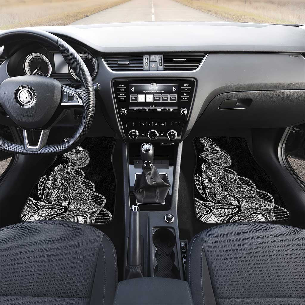 Samoan DNA Art Tattoo Car Mats Polynesian Pattern Black Color LT03 Set 2pcs - Front Black - Polynesian Pride