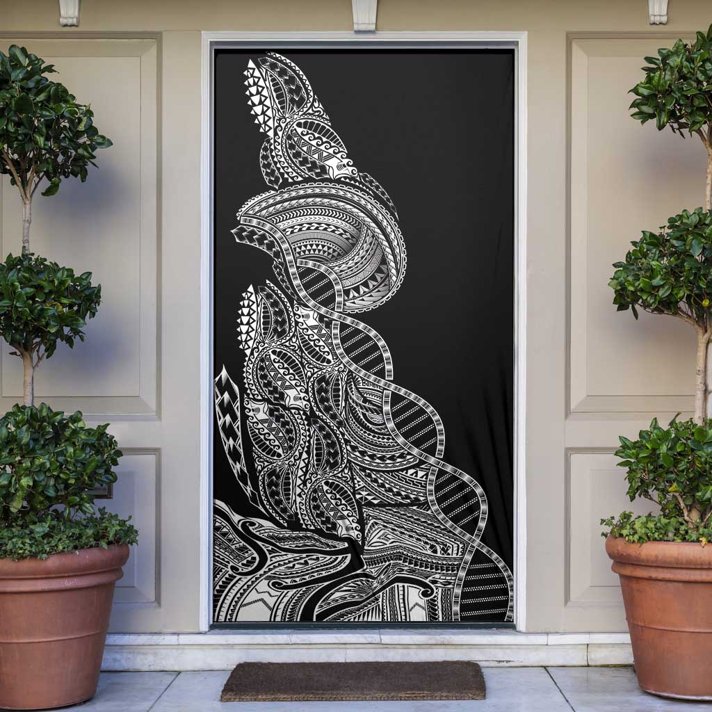Samoan DNA Art Tattoo Door Cover Polynesian Pattern Black Color LT03 Black - Polynesian Pride