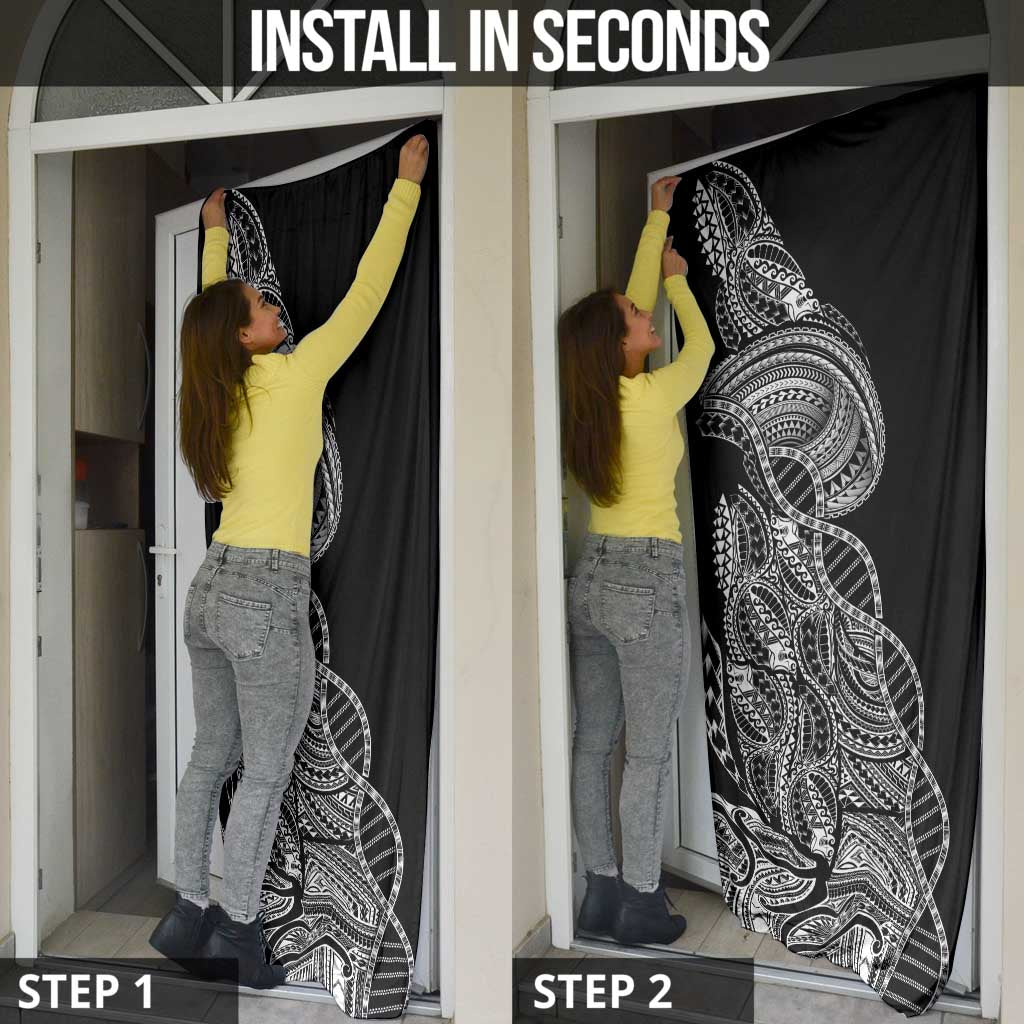 Samoan DNA Art Tattoo Door Cover Polynesian Pattern Black Color LT03 - Polynesian Pride