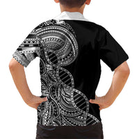 Samoan DNA Art Tattoo Family Matching Mermaid Dress and Hawaiian Shirt Polynesian Pattern Black Color