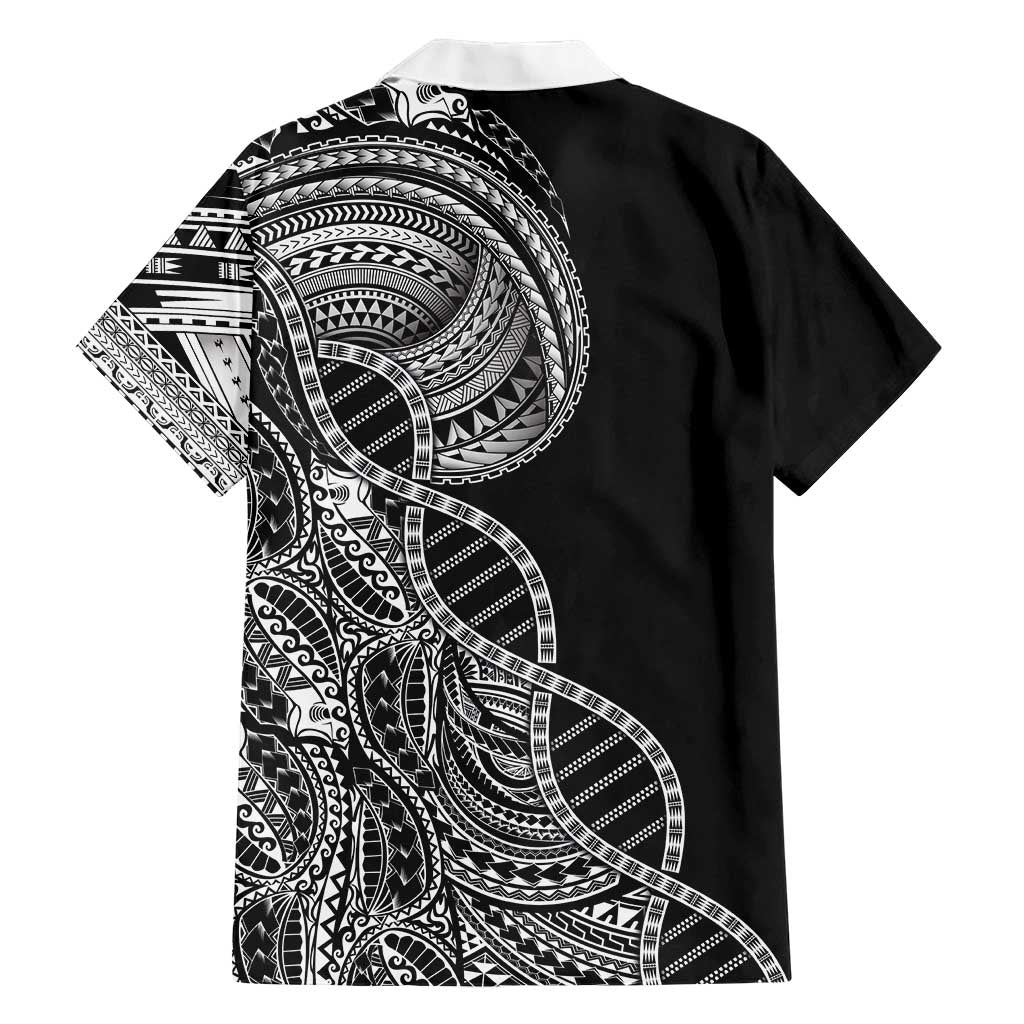 Samoan DNA Art Tattoo Family Matching Mermaid Dress and Hawaiian Shirt Polynesian Pattern Black Color