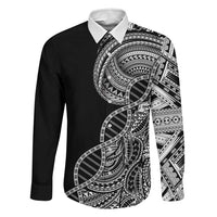 Samoan DNA Art Tattoo Family Matching Summer Maxi Dress and Hawaiian Shirt Polynesian Pattern Black Color