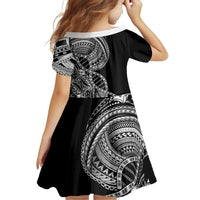 Samoan DNA Art Tattoo Family Matching Tank Maxi Dress and Hawaiian Shirt Polynesian Pattern Black Color
