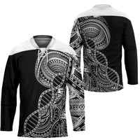 Samoan DNA Art Tattoo Hockey Jersey Polynesian Pattern Black Color LT03 - Polynesian Pride