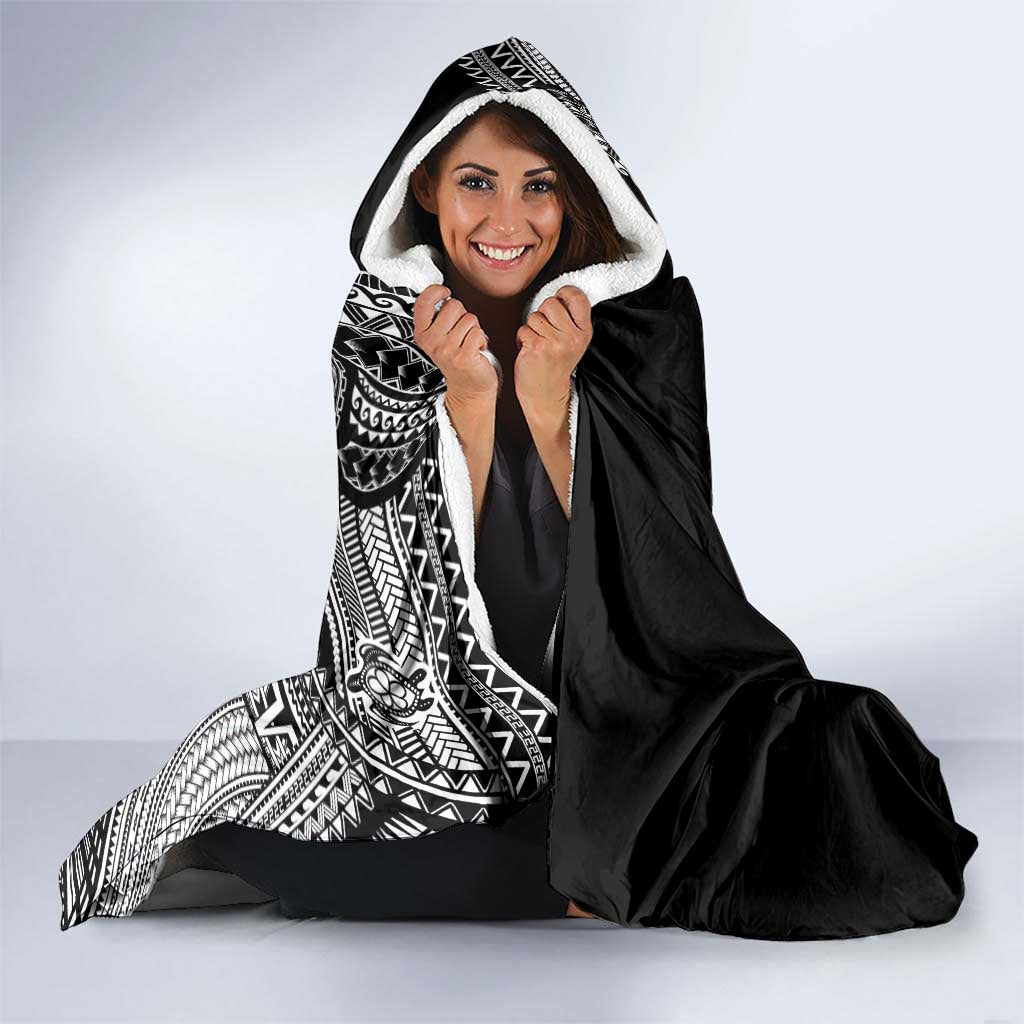Samoan DNA Art Tattoo Hooded Blanket Polynesian Pattern Black Color LT03 - Polynesian Pride