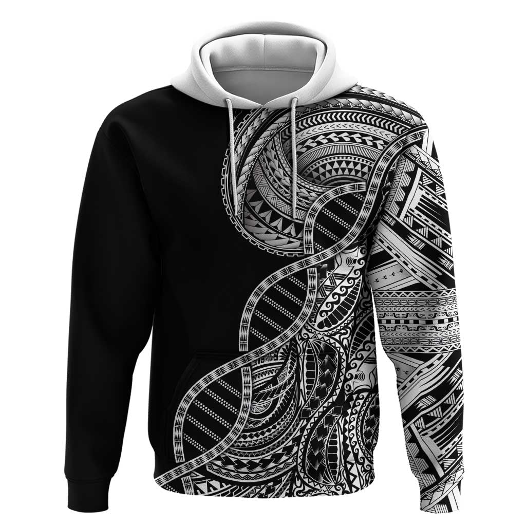 Samoan DNA Art Tattoo Hoodie Polynesian Pattern Black Color
