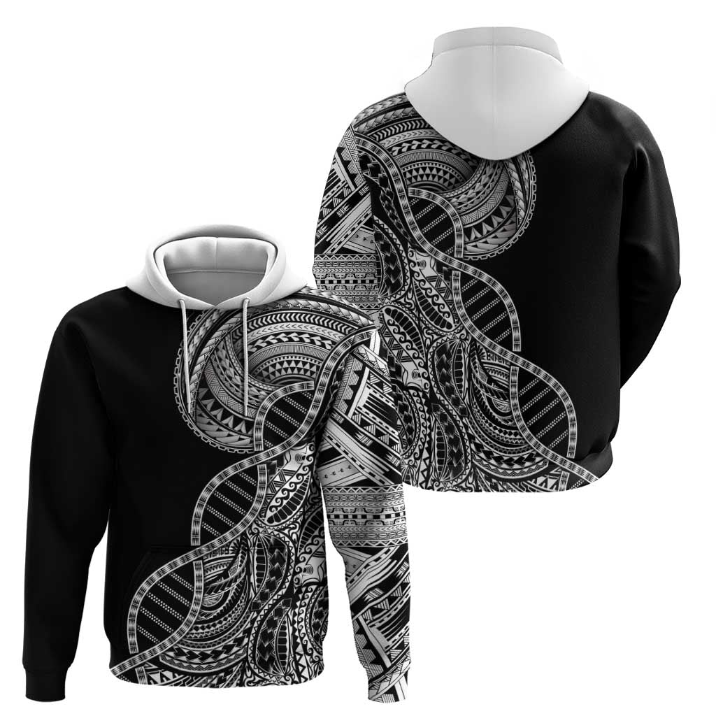 Samoan DNA Art Tattoo Hoodie Polynesian Pattern Black Color
