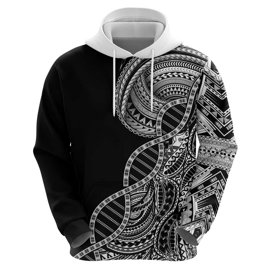 Samoan DNA Art Tattoo Hoodie Polynesian Pattern Black Color