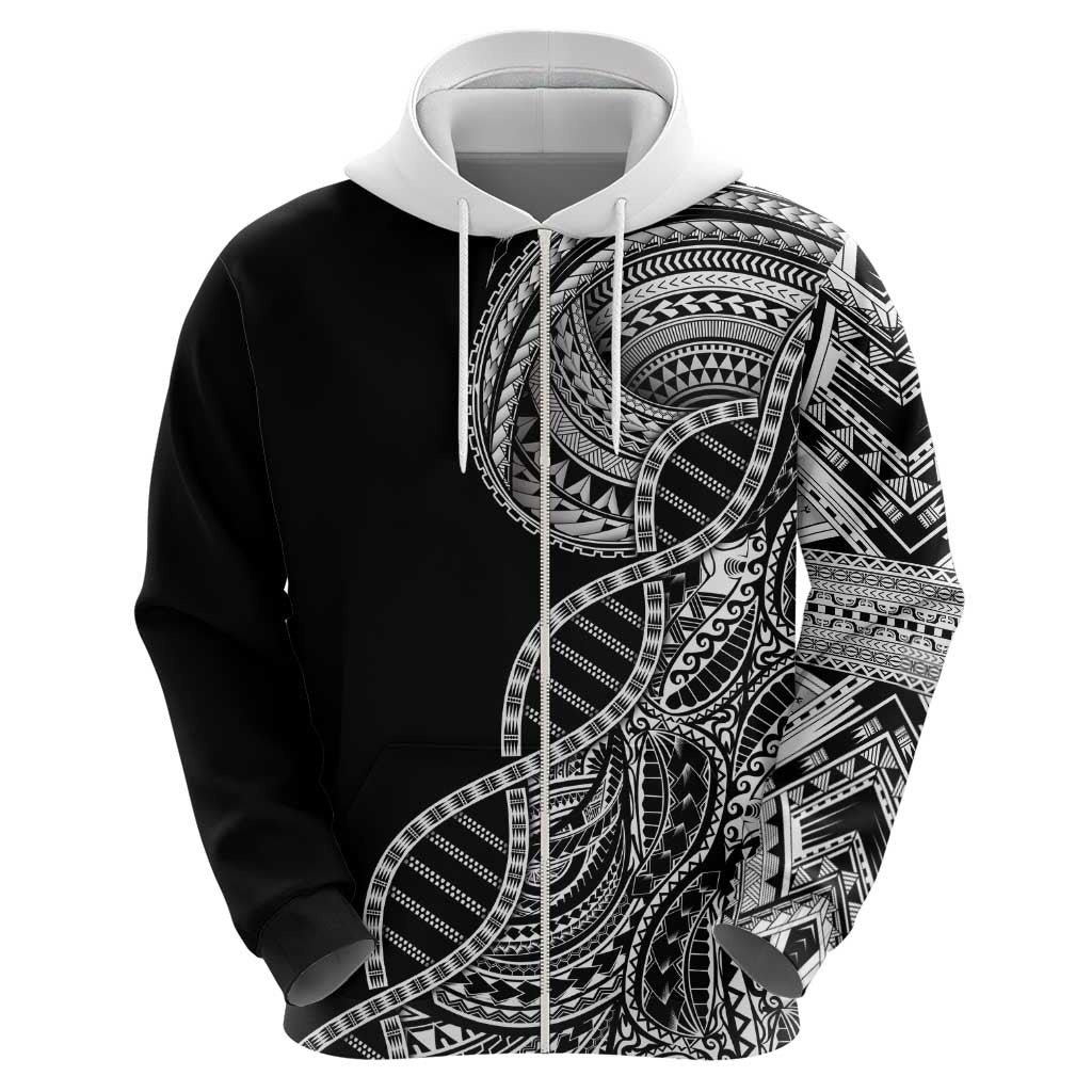 Samoan DNA Art Tattoo Hoodie Polynesian Pattern Black Color
