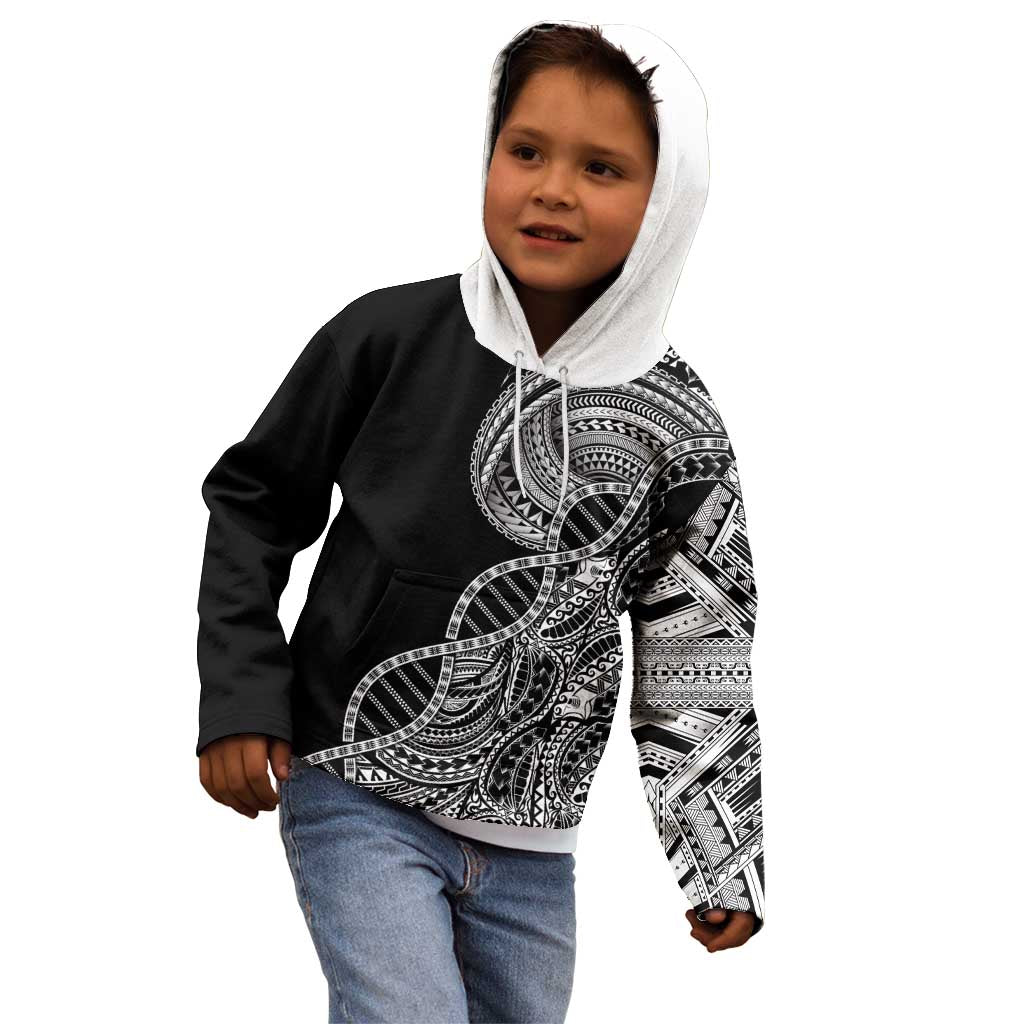 Samoan DNA Art Tattoo Kid Hoodie Polynesian Pattern Black Color LT03 - Polynesian Pride