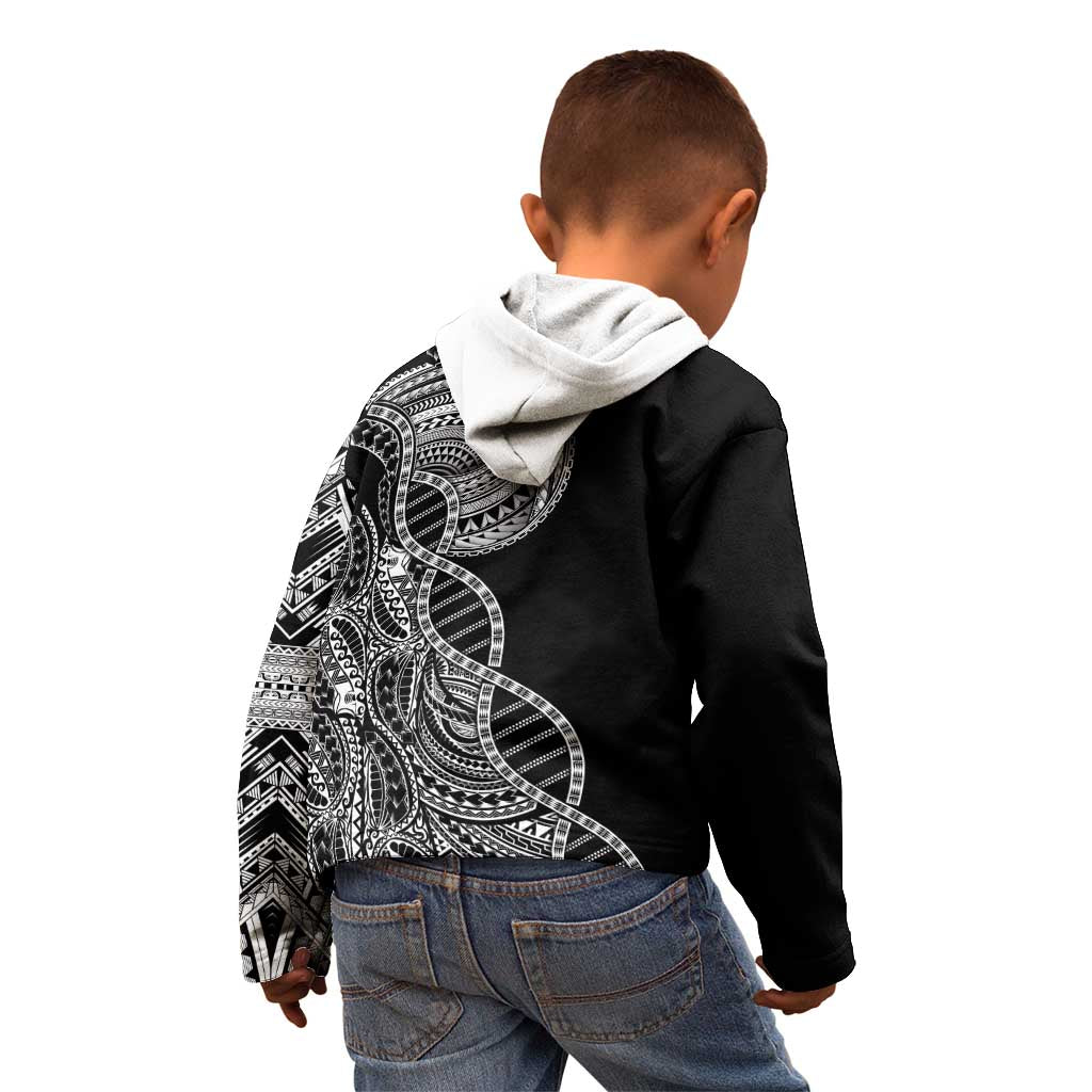 Samoan DNA Art Tattoo Kid Hoodie Polynesian Pattern Black Color LT03 - Polynesian Pride