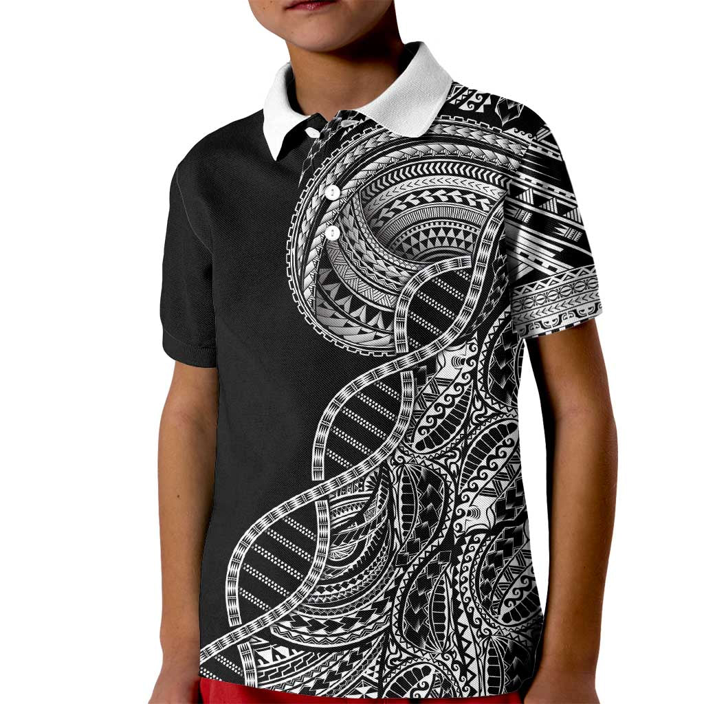 Samoan DNA Art Tattoo Kid Polo Shirt Polynesian Pattern Black Color LT03 Kid Black - Polynesian Pride