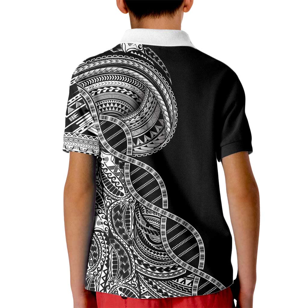 Samoan DNA Art Tattoo Kid Polo Shirt Polynesian Pattern Black Color LT03 - Polynesian Pride