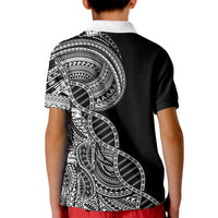 Samoan DNA Art Tattoo Kid Polo Shirt Polynesian Pattern Black Color LT03 - Polynesian Pride