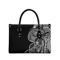 Samoan DNA Art Tattoo Leather Bag Polynesian Pattern Black Color
