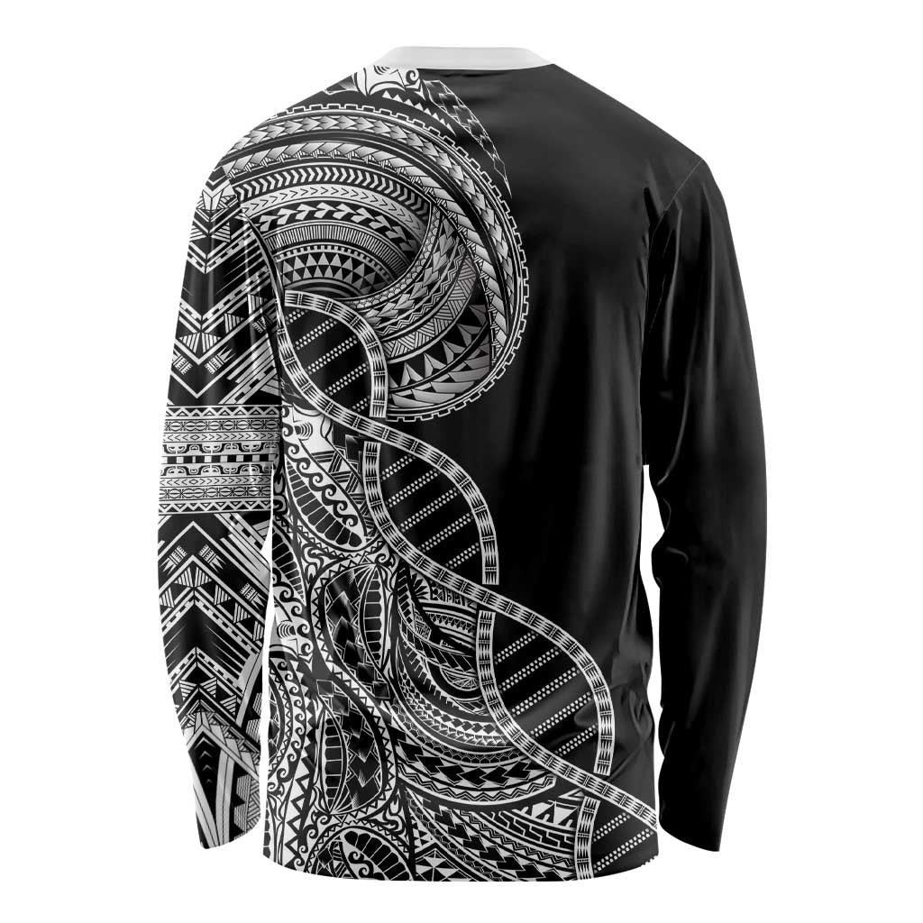 Samoan DNA Art Tattoo Long Sleeve Shirt Polynesian Pattern Black Color LT03 - Polynesian Pride
