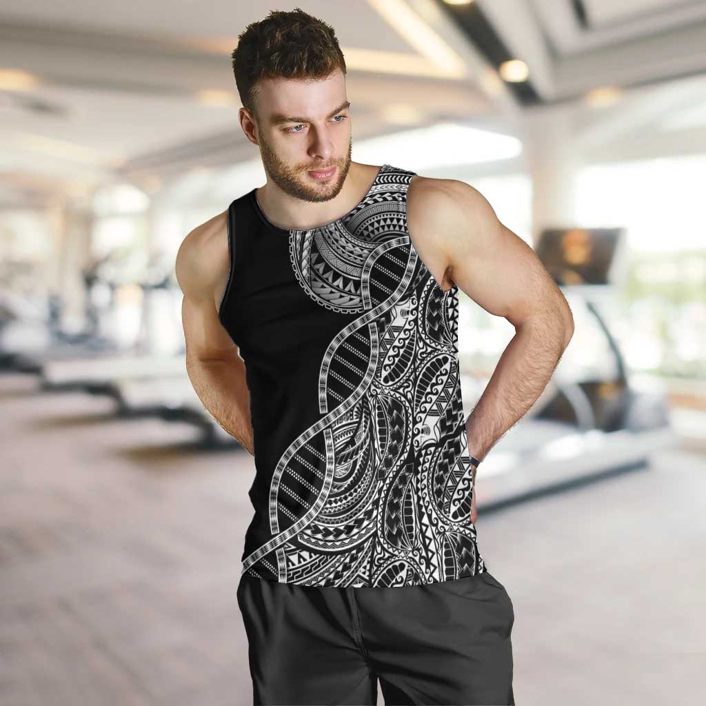 Samoan DNA Art Tattoo Men Tank Top Polynesian Pattern Black Color LT03 Black - Polynesian Pride