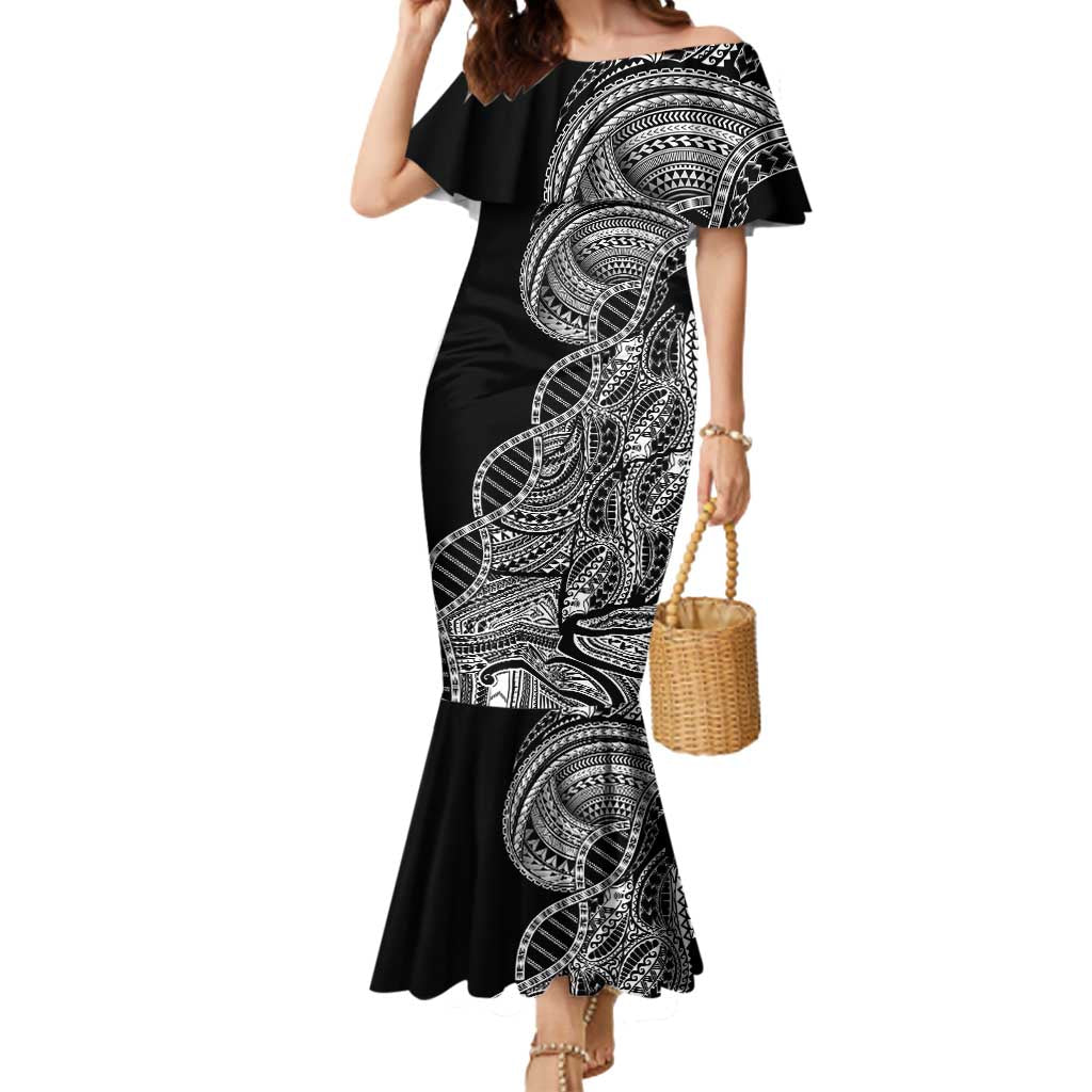 Samoan DNA Art Tattoo Mermaid Dress Polynesian Pattern Black Color LT03 Women Black - Polynesian Pride