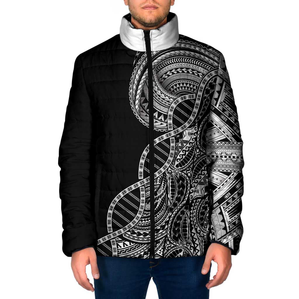 Samoan DNA Art Tattoo Padded Jacket Polynesian Pattern Black Color LT03 Men Black - Polynesian Pride