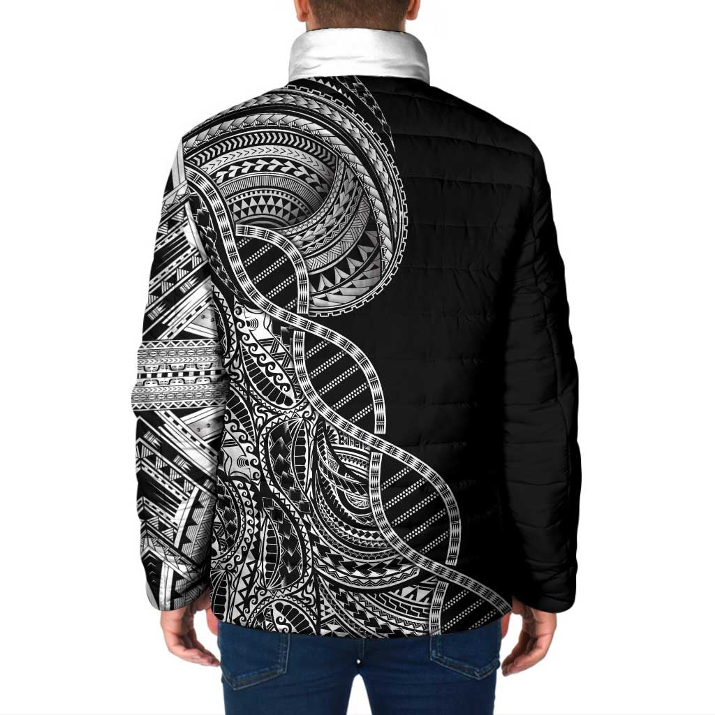 Samoan DNA Art Tattoo Padded Jacket Polynesian Pattern Black Color LT03 - Polynesian Pride