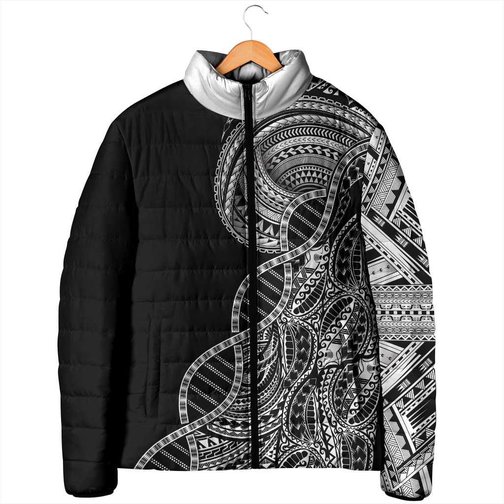 Samoan DNA Art Tattoo Padded Jacket Polynesian Pattern Black Color LT03 - Polynesian Pride