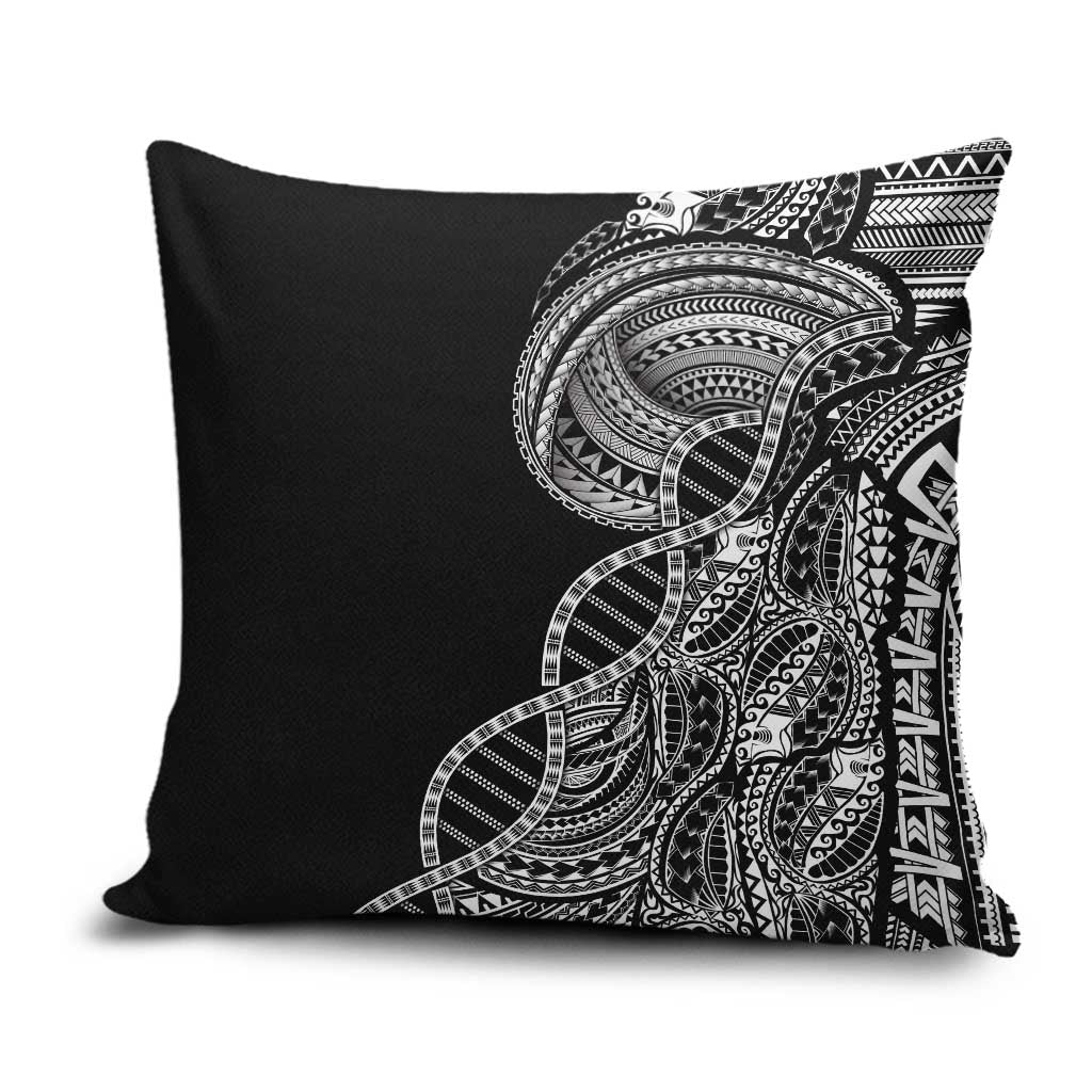 Samoan DNA Art Tattoo Pillow Cover Polynesian Pattern Black Color