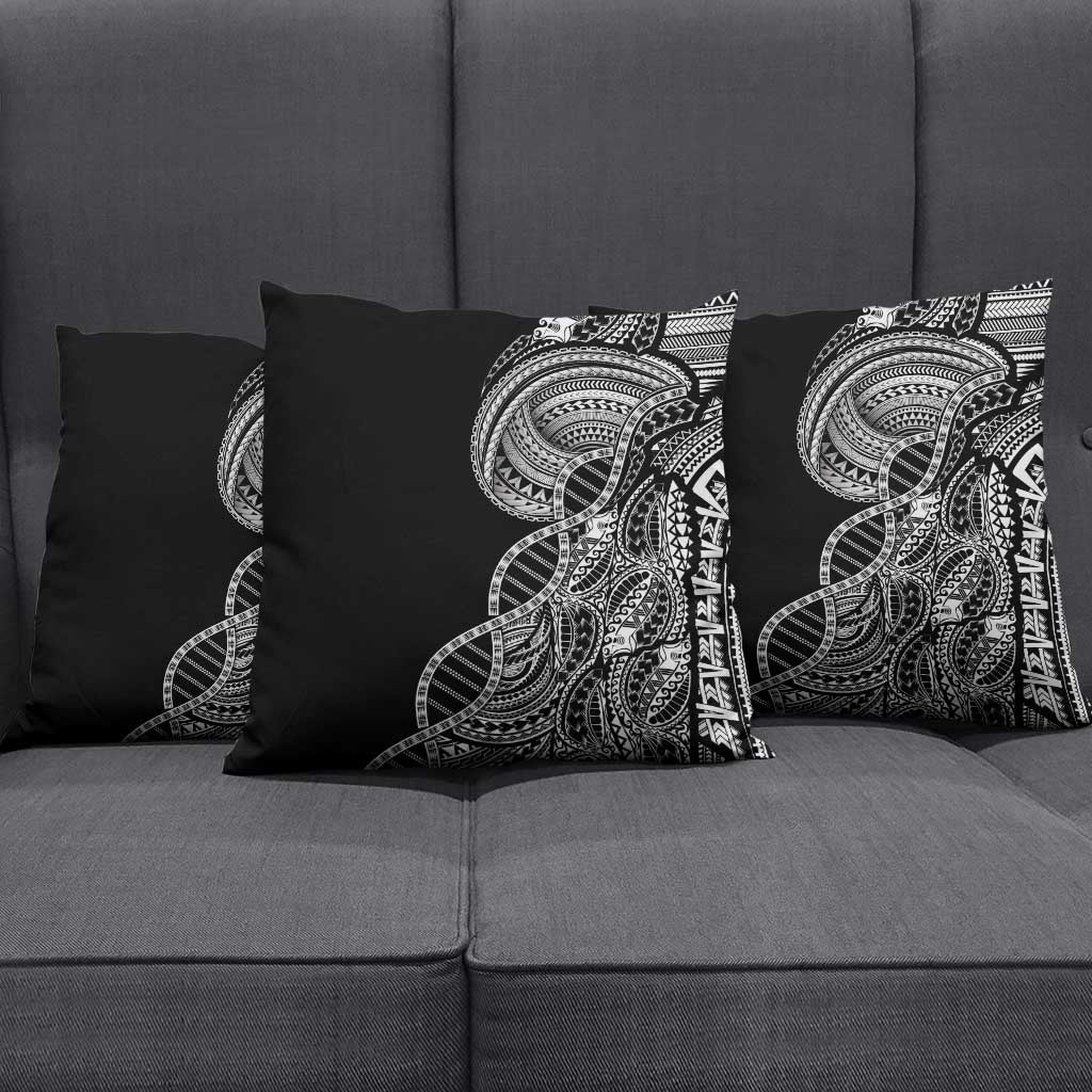 Samoan DNA Art Tattoo Pillow Cover Polynesian Pattern Black Color