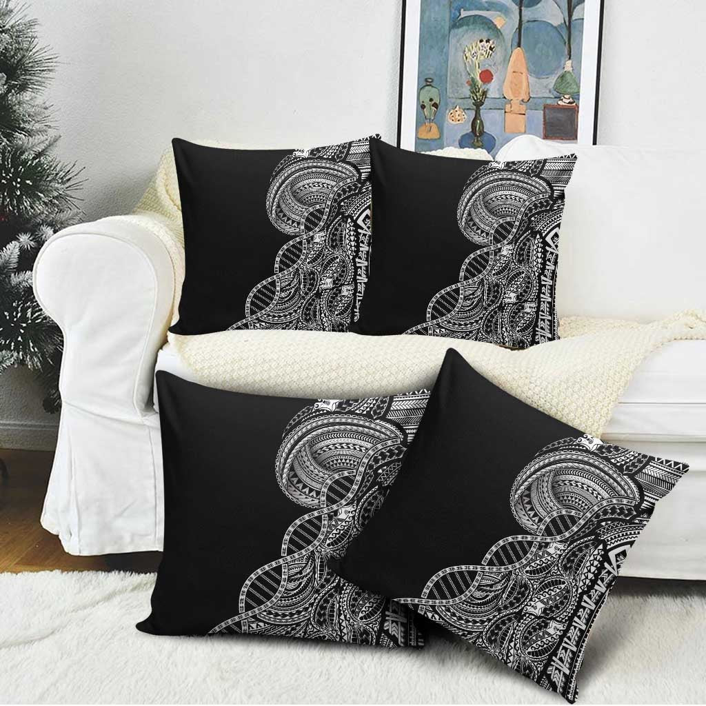 Samoan DNA Art Tattoo Pillow Cover Polynesian Pattern Black Color